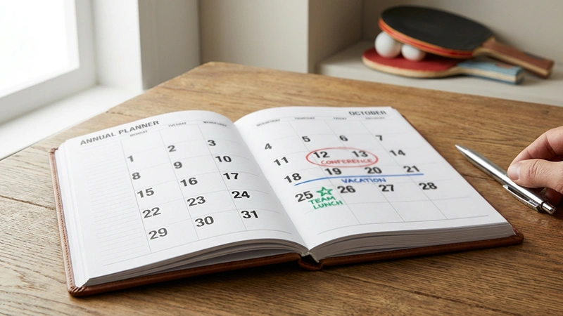 Planificateur annuel avec événements sportifs marqués