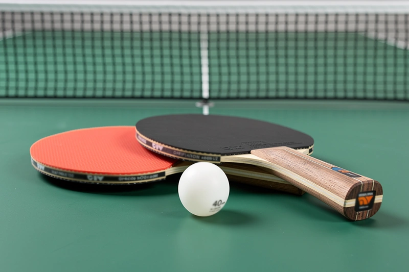 Table de tennis de table officielle avec raquettes et balle
