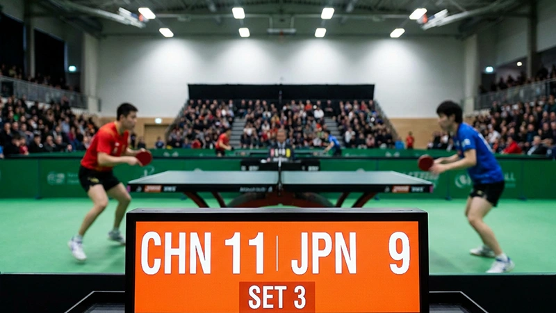 Tableau d'affichage de score lors d'un match de tennis de table